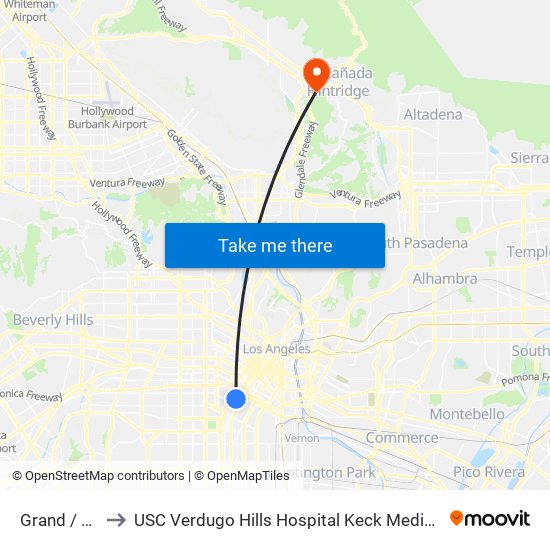 Grand / 23rd to USC Verdugo Hills Hospital Keck Medicine of USC map