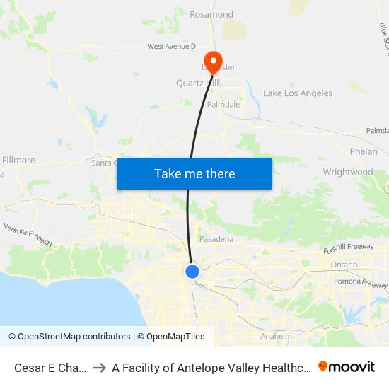 Cesar E Chavez / Alameda to A Facility of Antelope Valley Healthcare District Antelope Valley Hospital map