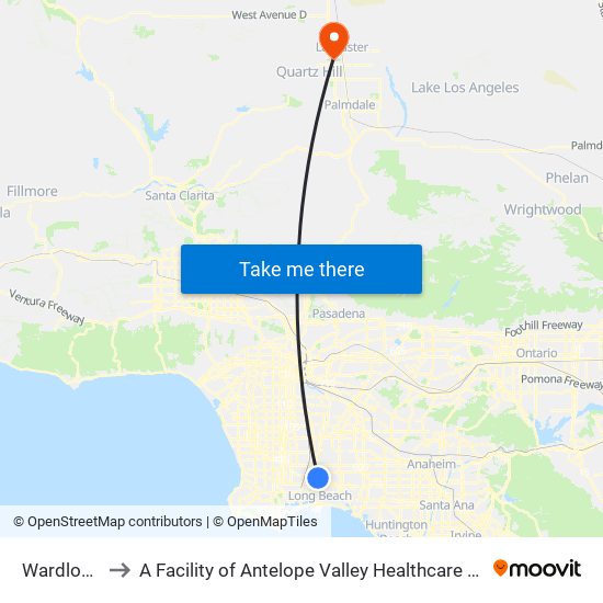 Wardlow Station to A Facility of Antelope Valley Healthcare District Antelope Valley Hospital map