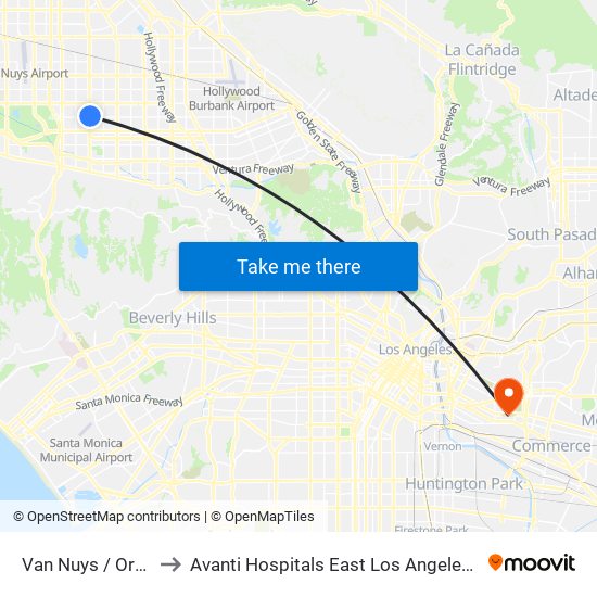 Van Nuys / Orange Line to Avanti Hospitals East Los Angeles Doctors Hospital map