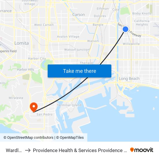 Wardlow Station to Providence Health & Services Providence Little Company of Mary Medical Center San Pedro map