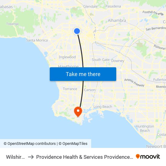 Wilshire / Western to Providence Health & Services Providence Little Company of Mary Medical Center San Pedro map