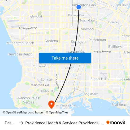 Pacific / Gage to Providence Health & Services Providence Little Company of Mary Medical Center San Pedro map