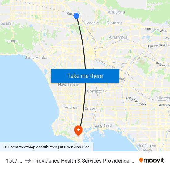 1st / Magnolia to Providence Health & Services Providence Little Company of Mary Medical Center San Pedro map