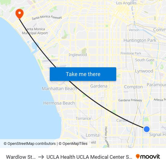 Wardlow Station to UCLA Health UCLA Medical Center Santa Monica map