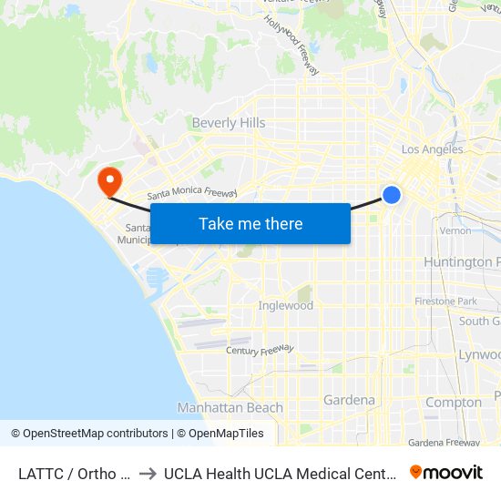 LATTC / Ortho Institute to UCLA Health UCLA Medical Center Santa Monica map