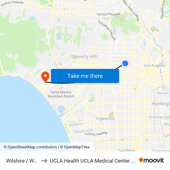 Wilshire / Western to UCLA Health UCLA Medical Center Santa Monica map