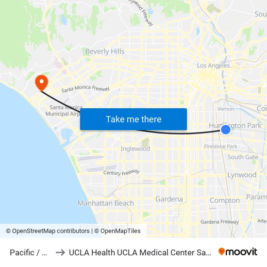 Pacific / Gage to UCLA Health UCLA Medical Center Santa Monica map