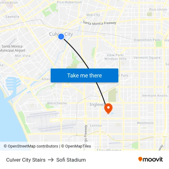 Culver City Stairs to Sofi Stadium map