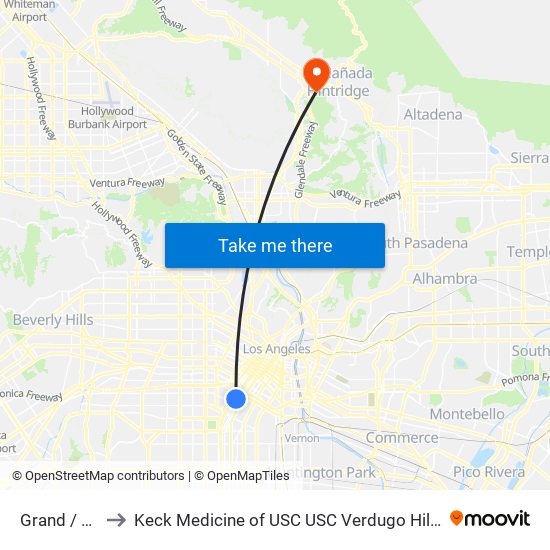 Grand / 23rd to Keck Medicine of USC USC Verdugo Hills Hospital map