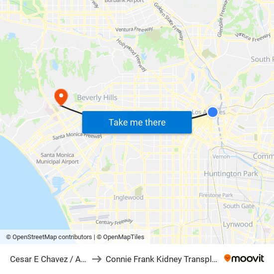 Cesar E Chavez / Alameda to Connie Frank Kidney Transplant Center map