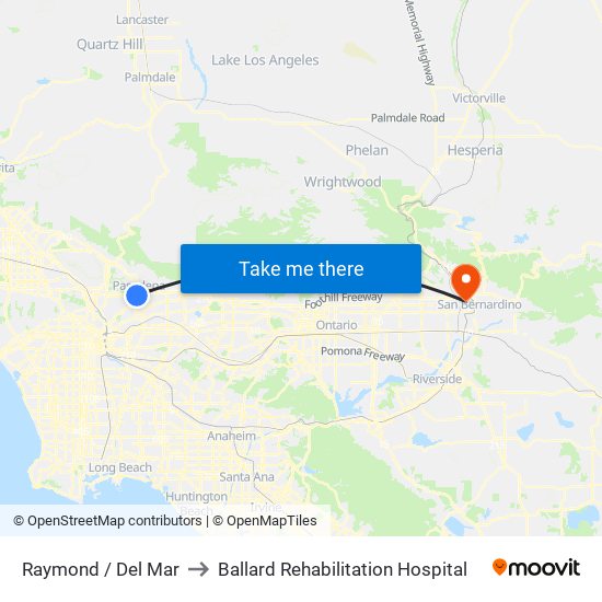 Raymond / Del Mar to Ballard Rehabilitation Hospital map