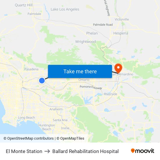 El Monte Station to Ballard Rehabilitation Hospital map