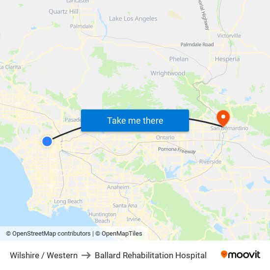 Wilshire / Western to Ballard Rehabilitation Hospital map