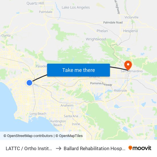 LATTC / Ortho Institute to Ballard Rehabilitation Hospital map