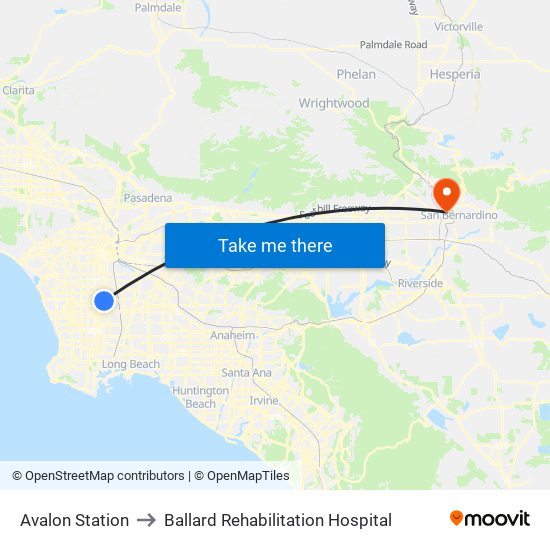 Avalon Station to Ballard Rehabilitation Hospital map