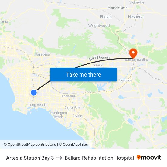 Artesia Station Bay 3 to Ballard Rehabilitation Hospital map