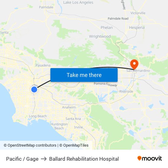 Pacific / Gage to Ballard Rehabilitation Hospital map