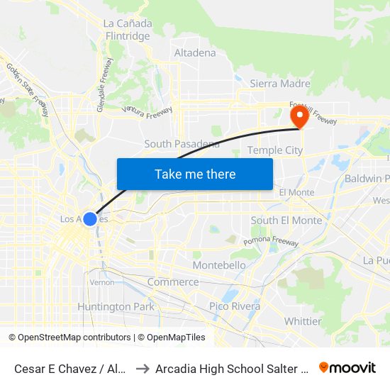 Cesar E Chavez / Alameda to Arcadia High School Salter Stadium map