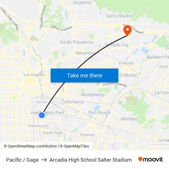 Pacific / Gage to Arcadia High School Salter Stadium map