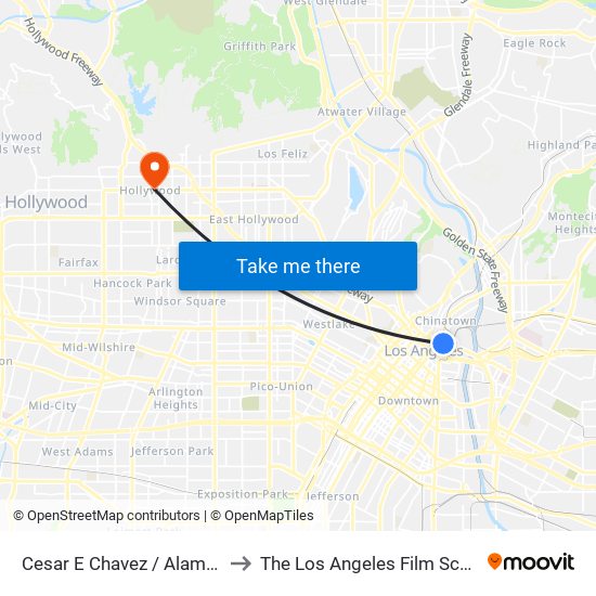 Cesar E Chavez / Alameda to The Los Angeles Film School map