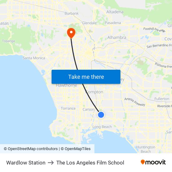 Wardlow Station to The Los Angeles Film School map
