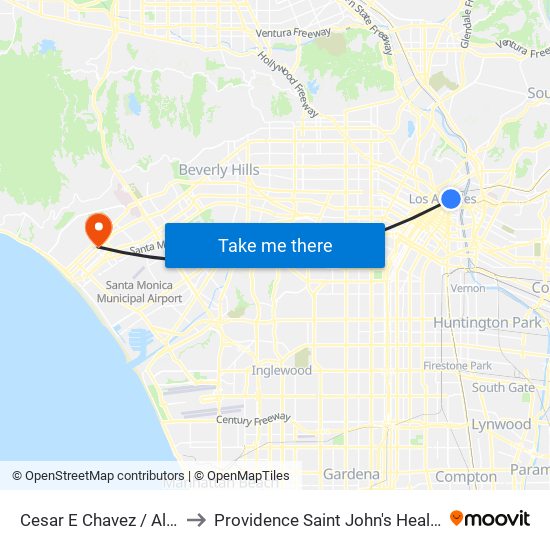Cesar E Chavez / Alameda to Providence Saint John's Health Center map