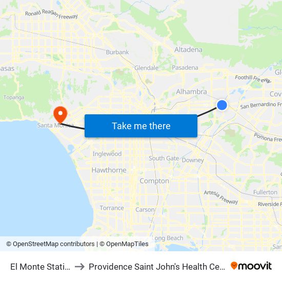 El Monte Station to Providence Saint John's Health Center map