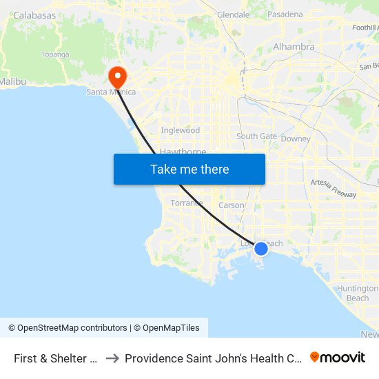 First & Shelter C N to Providence Saint John's Health Center map