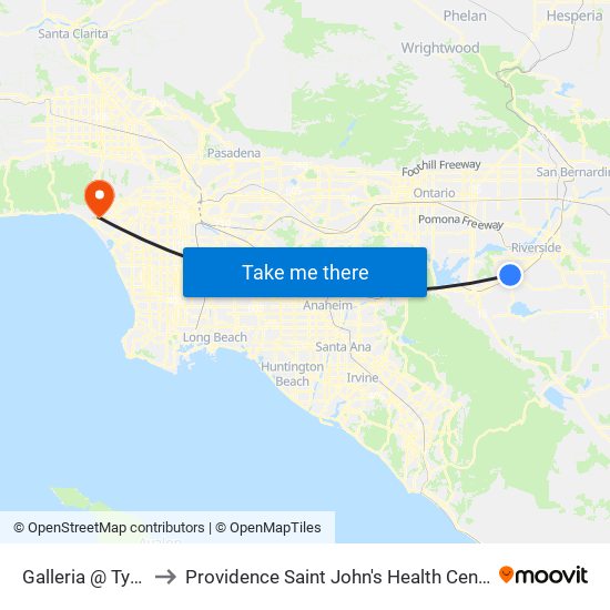 Galleria @ Tyler to Providence Saint John's Health Center map