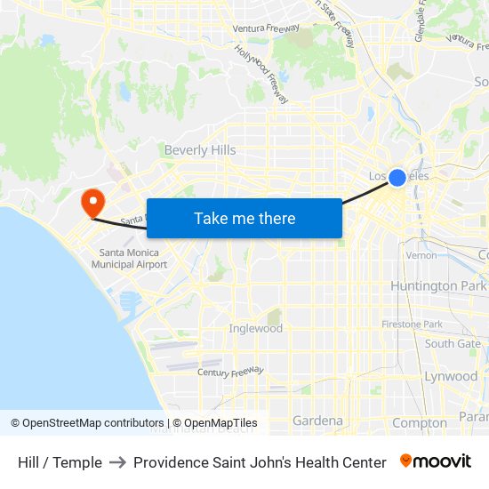 Hill / Temple to Providence Saint John's Health Center map