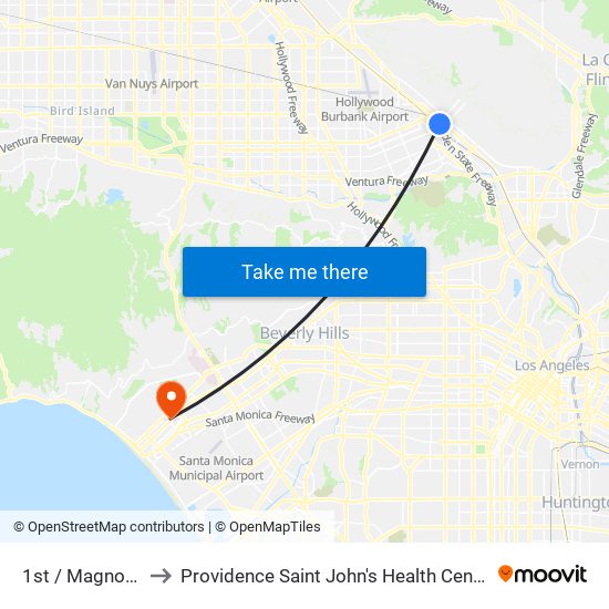 1st / Magnolia to Providence Saint John's Health Center map