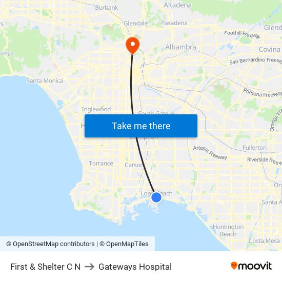 First & Shelter C N to Gateways Hospital map