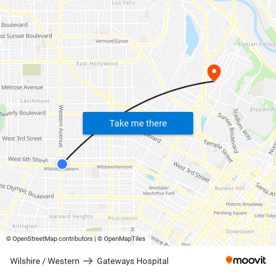 Wilshire / Western to Gateways Hospital map
