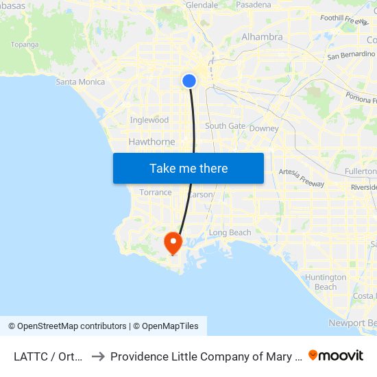 LATTC / Ortho Institute to Providence Little Company of Mary Medical Center San Pedro map