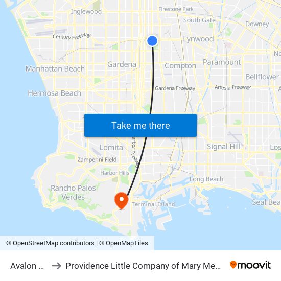 Avalon Station to Providence Little Company of Mary Medical Center San Pedro map