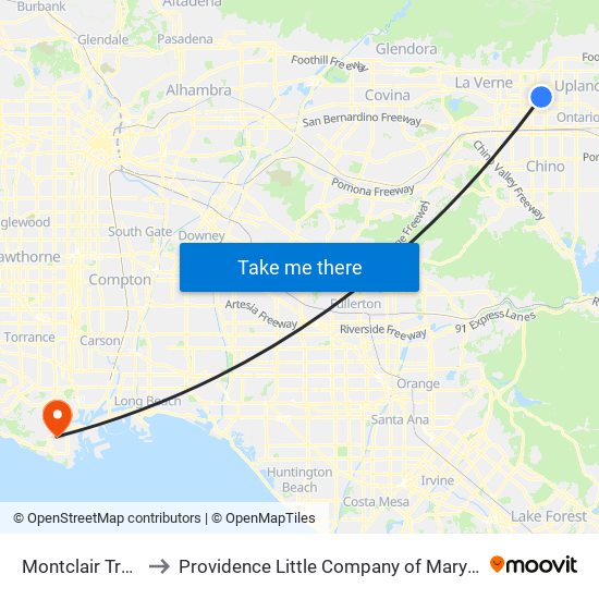 Montclair Transit Center to Providence Little Company of Mary Medical Center San Pedro map