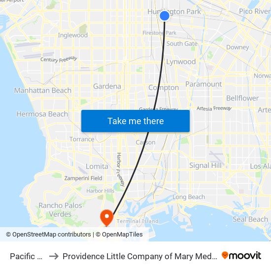 Pacific / Gage to Providence Little Company of Mary Medical Center San Pedro map
