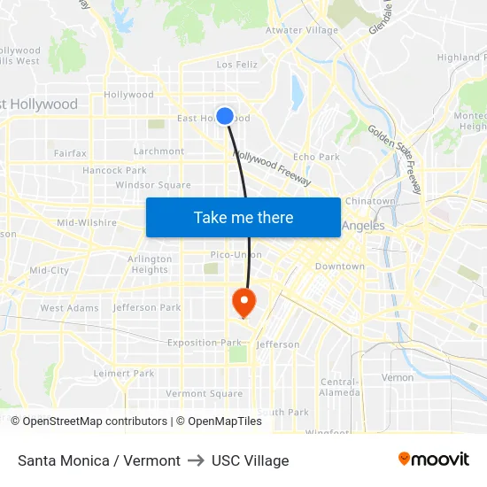 Santa Monica / Vermont to USC Village map