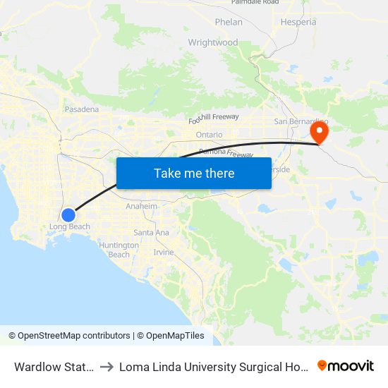 Wardlow Station to Loma Linda University Surgical Hospital map