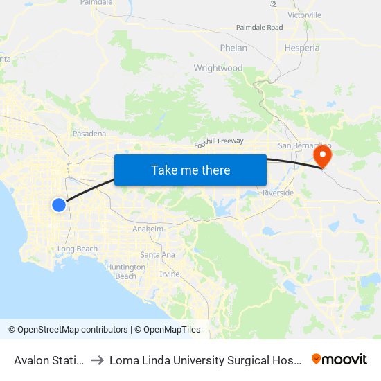 Avalon Station to Loma Linda University Surgical Hospital map