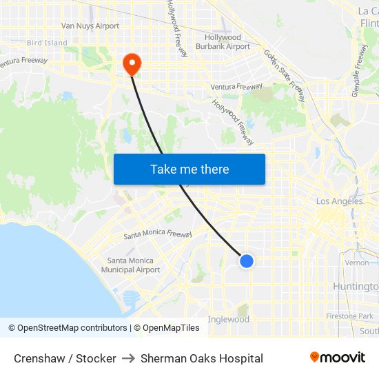 Crenshaw / Stocker to Sherman Oaks Hospital map