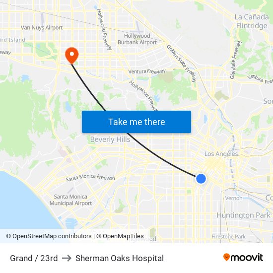 Grand / 23rd to Sherman Oaks Hospital map