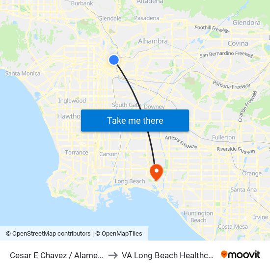Cesar E Chavez / Alameda to VA Long Beach Healthcare map