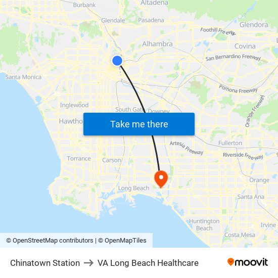 Chinatown Station to VA Long Beach Healthcare map