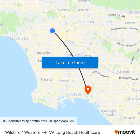 Wilshire / Western to VA Long Beach Healthcare map