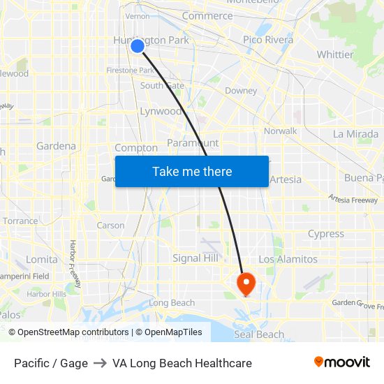 Pacific / Gage to VA Long Beach Healthcare map
