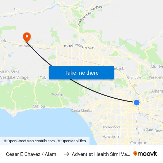 Cesar E Chavez / Alameda to Adventist Health Simi Valley map