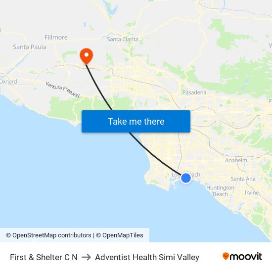 First & Shelter C N to Adventist Health Simi Valley map