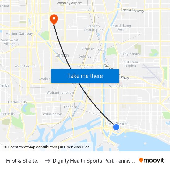 First & Shelter C N to Dignity Health Sports Park Tennis Stadium map